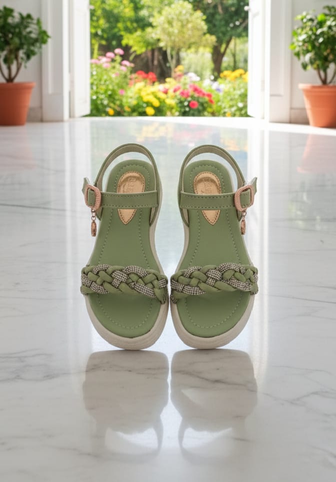 Sage Shimmer Braided Sandals - Image 2